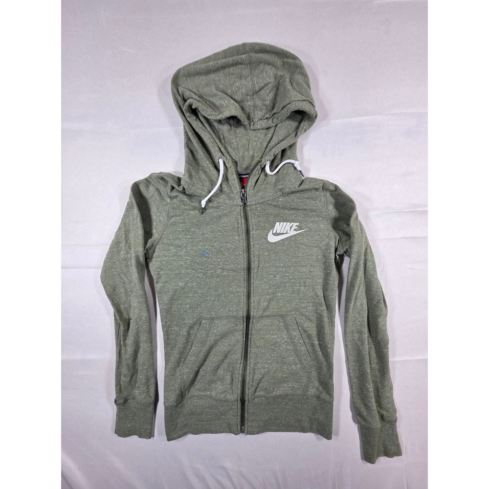 Nike Sportswear Gym Vintage Full Zip Hoodie Olive Green Heather Womens Small